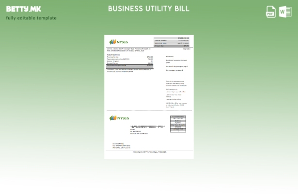 Модерен стил Boston NYSEG шаблон за деловна сметка за електрична енергија за ком